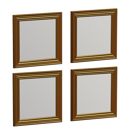 Set 4 oglinzi Loza, auriu, sticla, 40x40 cm