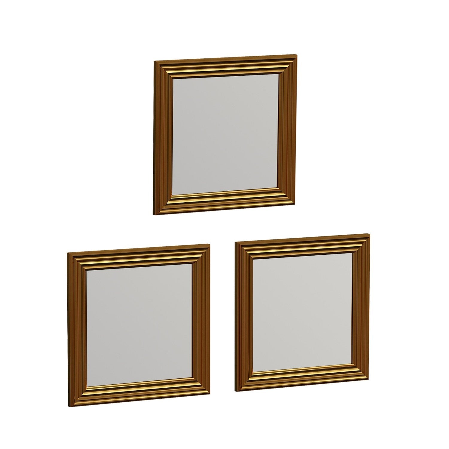 Set 3 oglinzi Otto, auriu, 40x3x40 cm