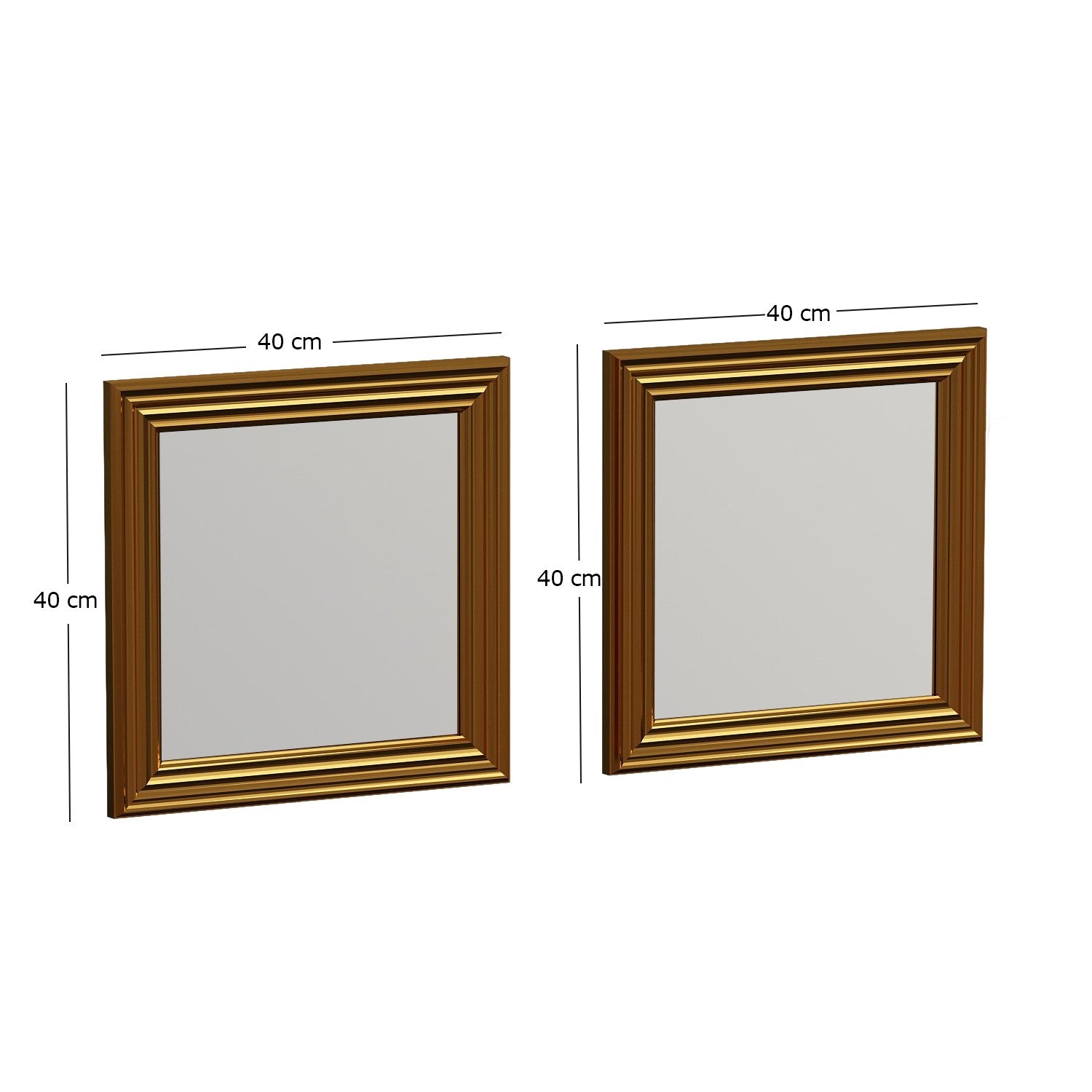 Set 2 oglinzi Bale, auriu, sticla, 40x3x40 cm