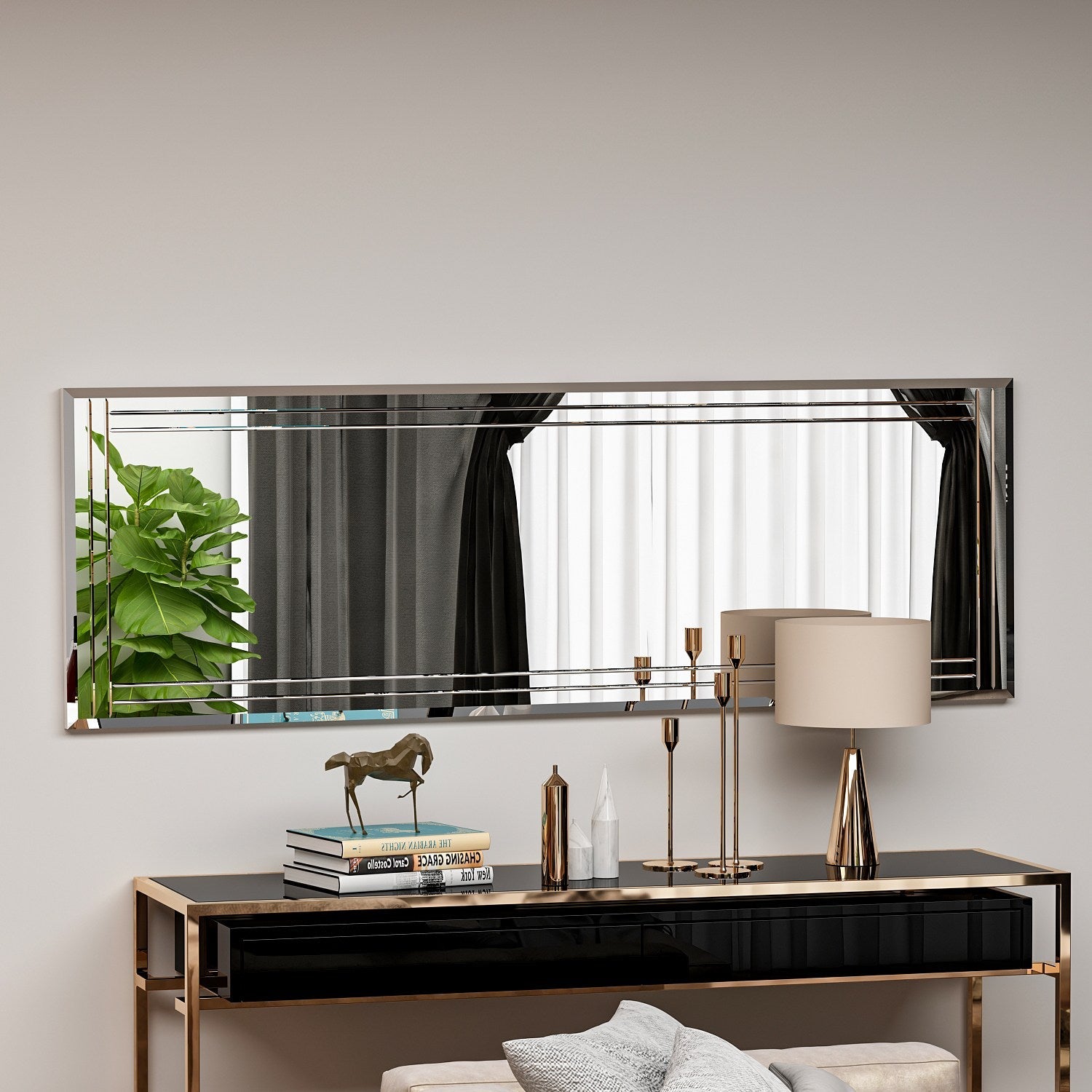 Oglinda perete Buhem, alb, sticla, 40x2x120 cm