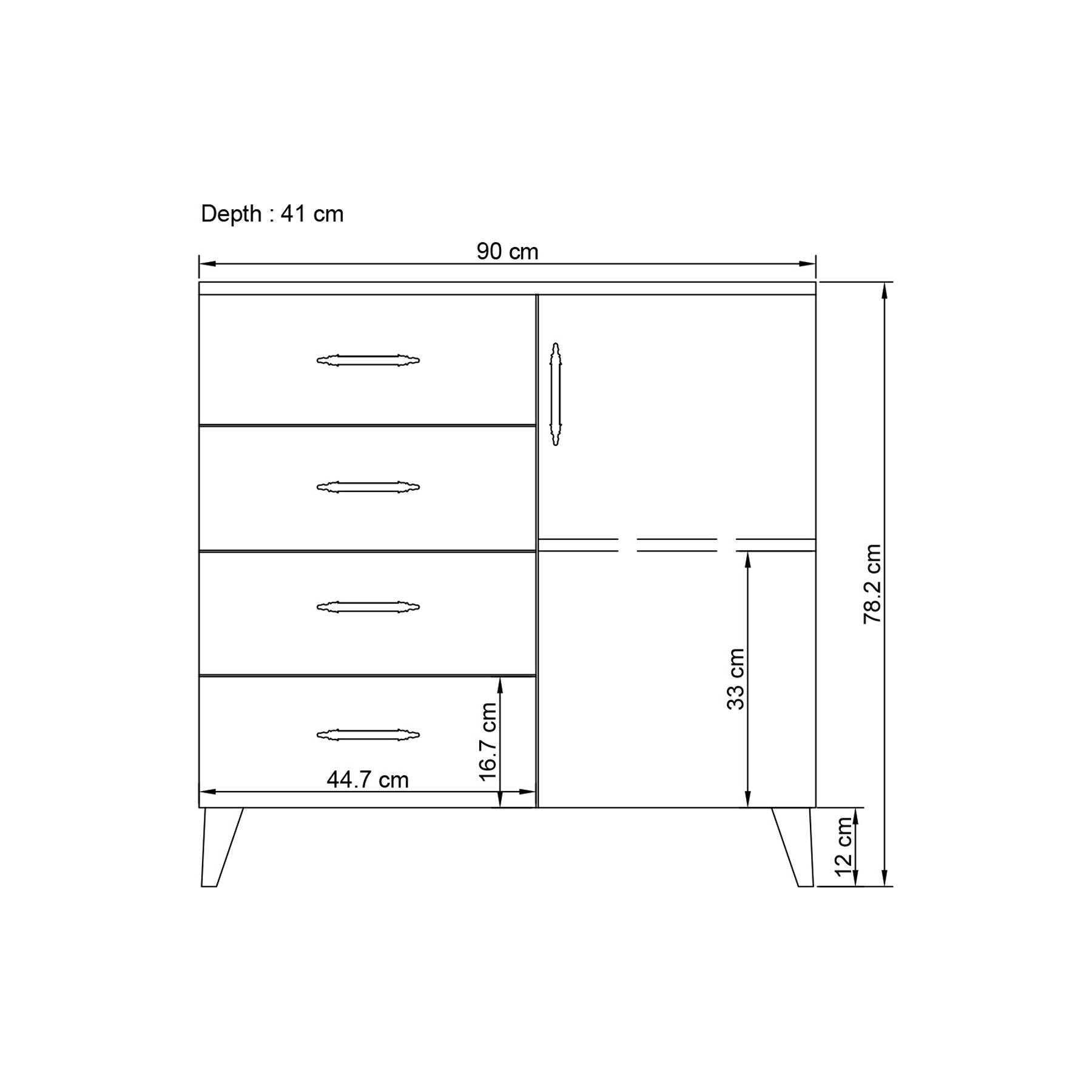 Comoda Lavinia 502, alb, PAL, 90x45x78 cm