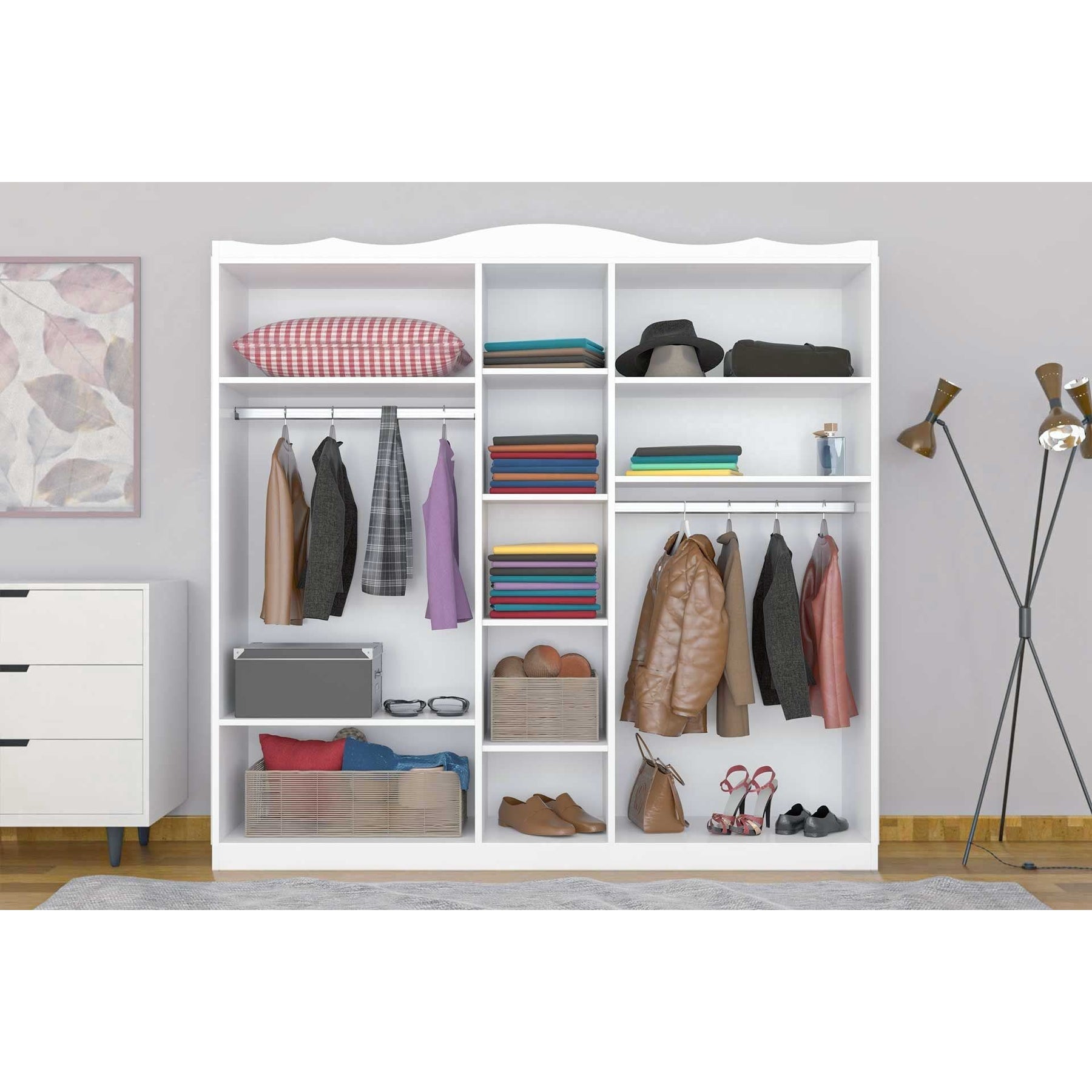 Dulap Lavinia 505, alb, PAL, cu 5 usi, 175x50x186 cm