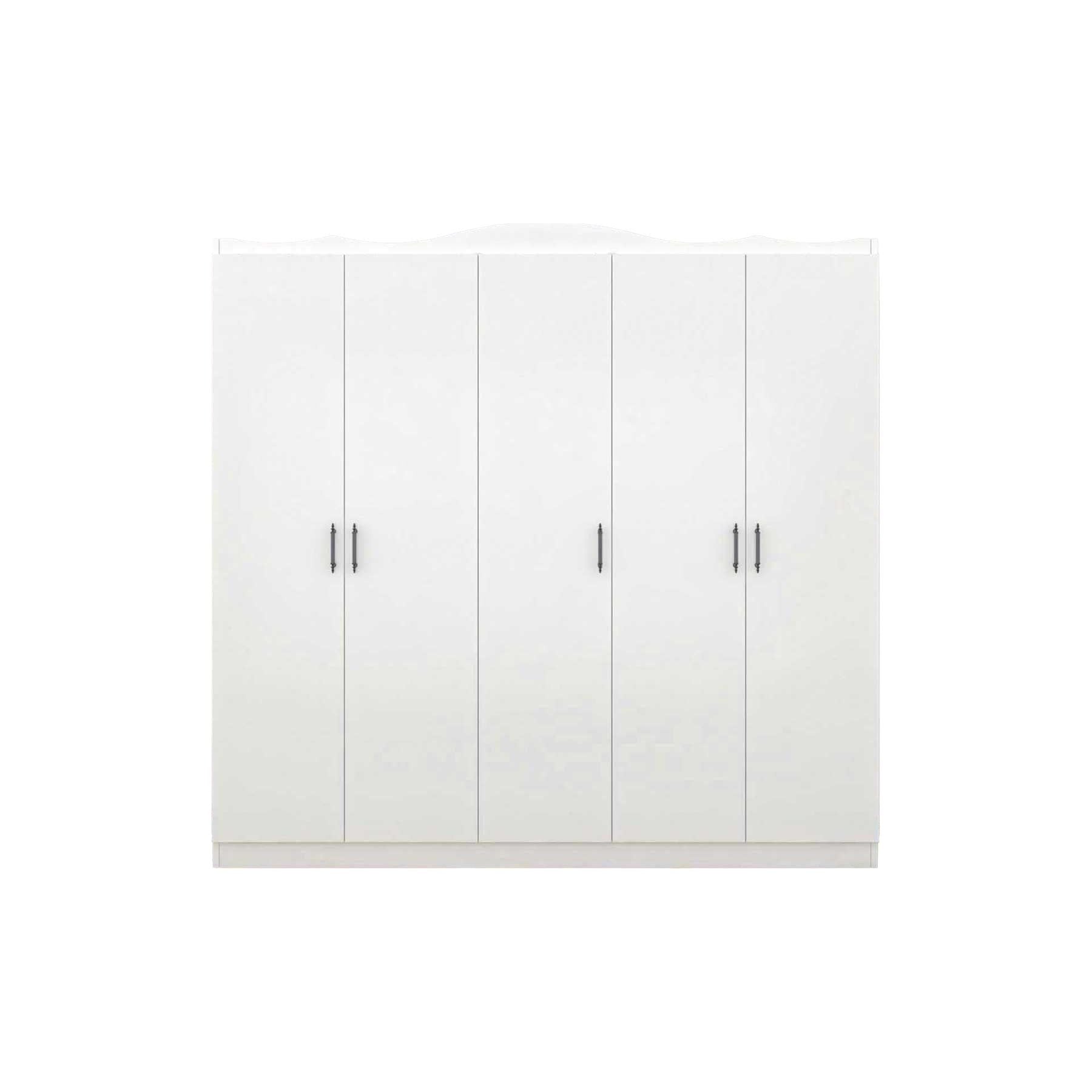 Dulap Lavinia 505, alb, PAL, cu 5 usi, 175x50x186 cm
