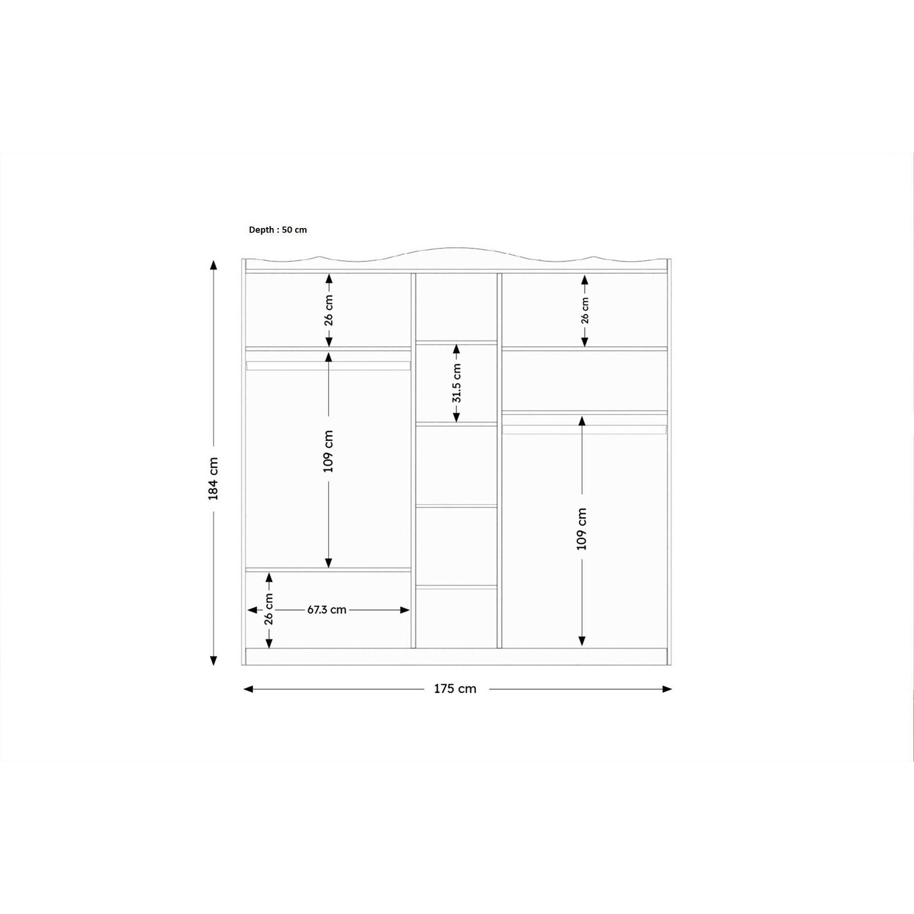 Dulap Lavinia 505, alb, PAL, cu 5 usi, 175x50x186 cm