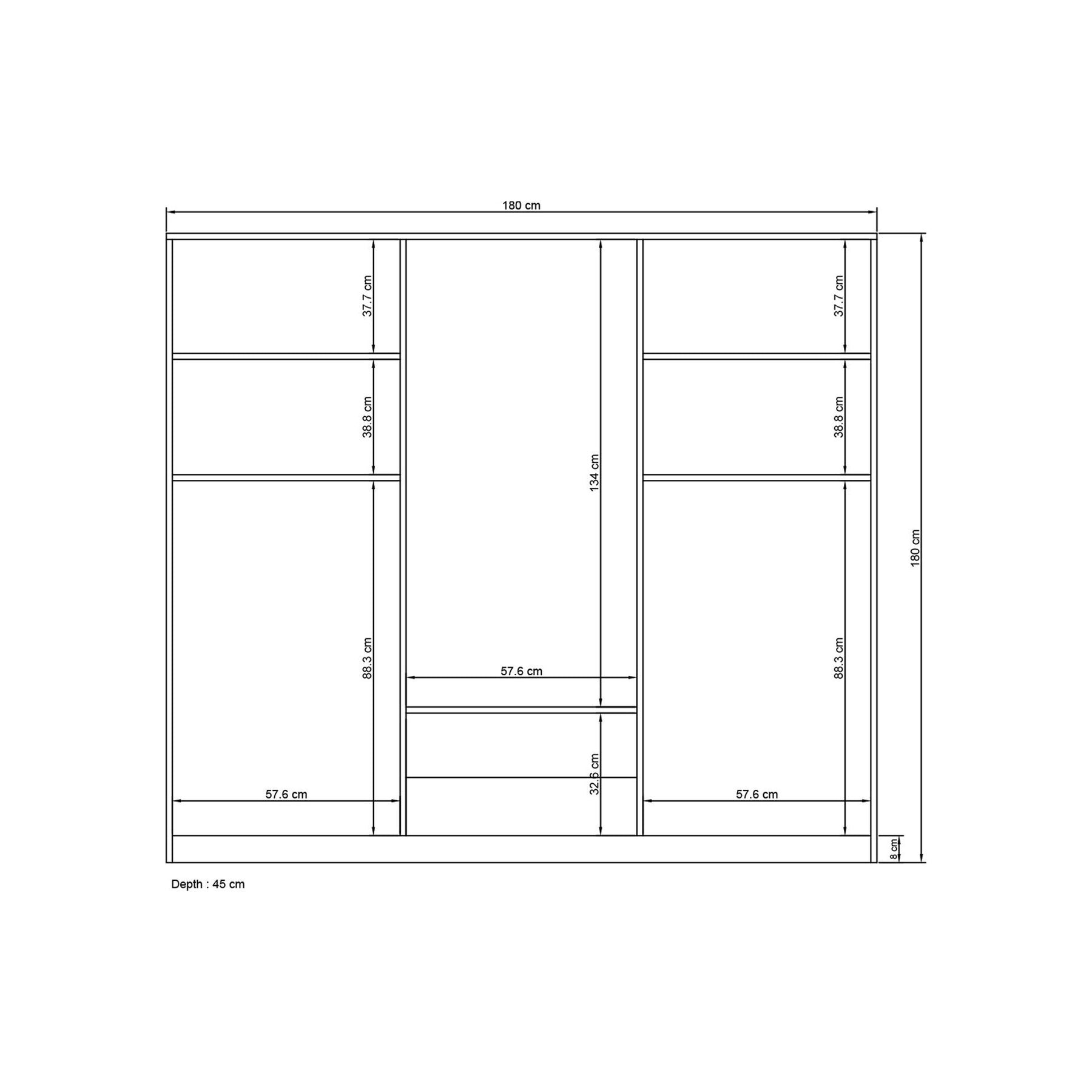 Dulap Royal 506180, alb, PAL melaminat, 180x43x180cm