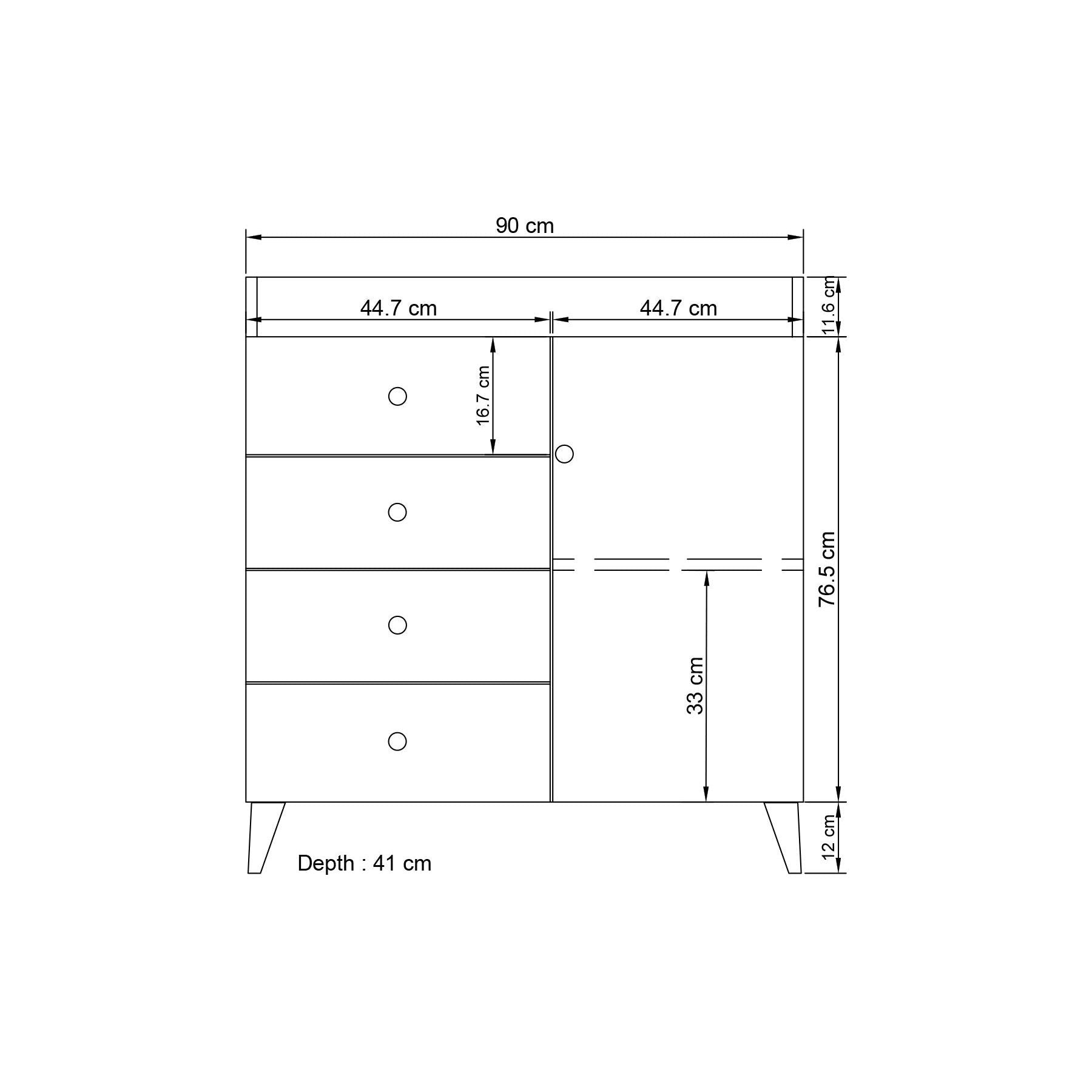 Comoda Tango 602, alb, PAL, 90x41x88 cm