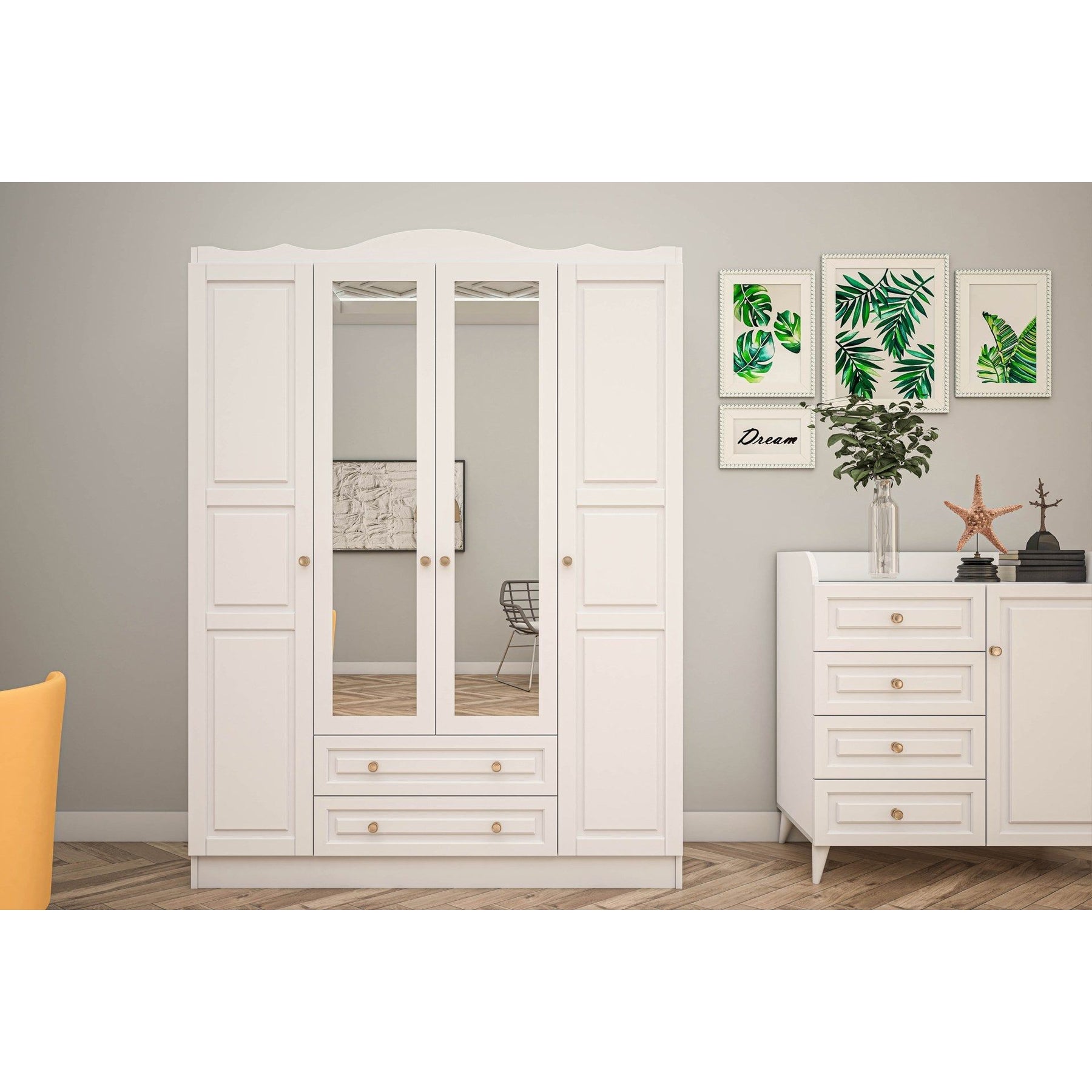 Dulap Tango 604, alb, PAL, 140x50x186 cm