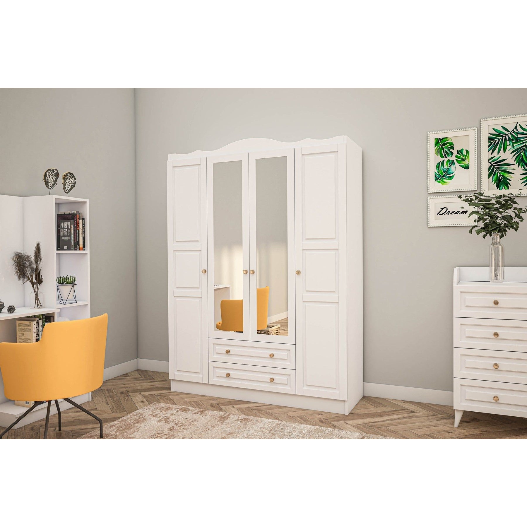 Dulap Tango 604, alb, PAL, 140x50x186 cm
