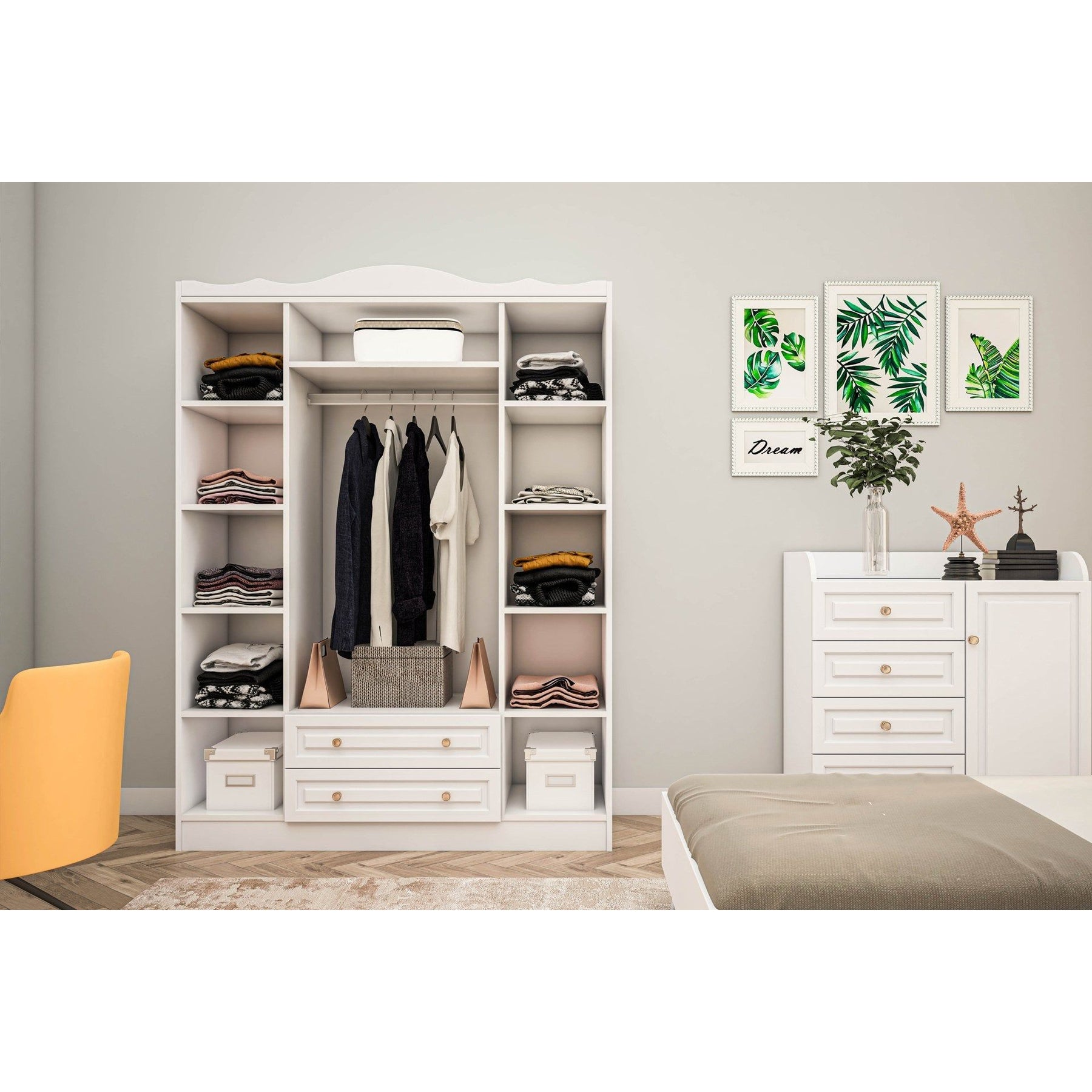 Dulap Tango 604, alb, PAL, 140x50x186 cm