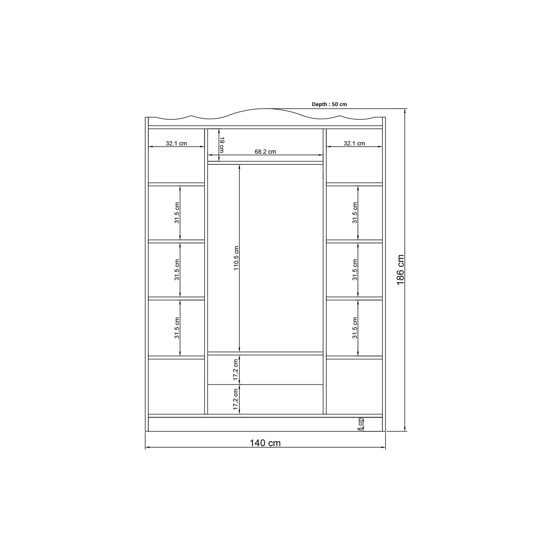 Dulap Tango 604, alb, PAL, 140x50x186 cm