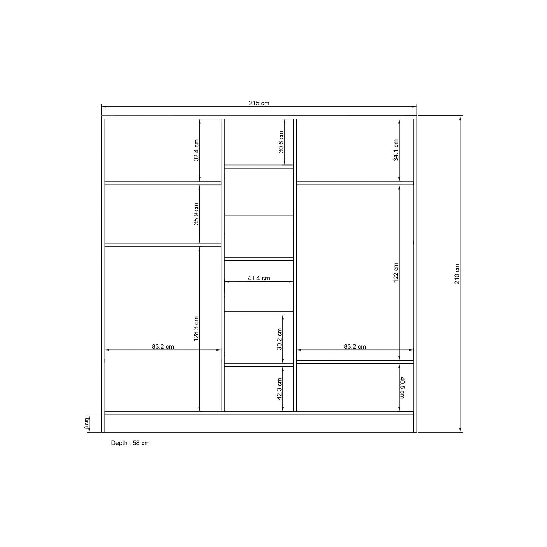 Dulap Nil 10, alb, PAL, 215x58x210 cm