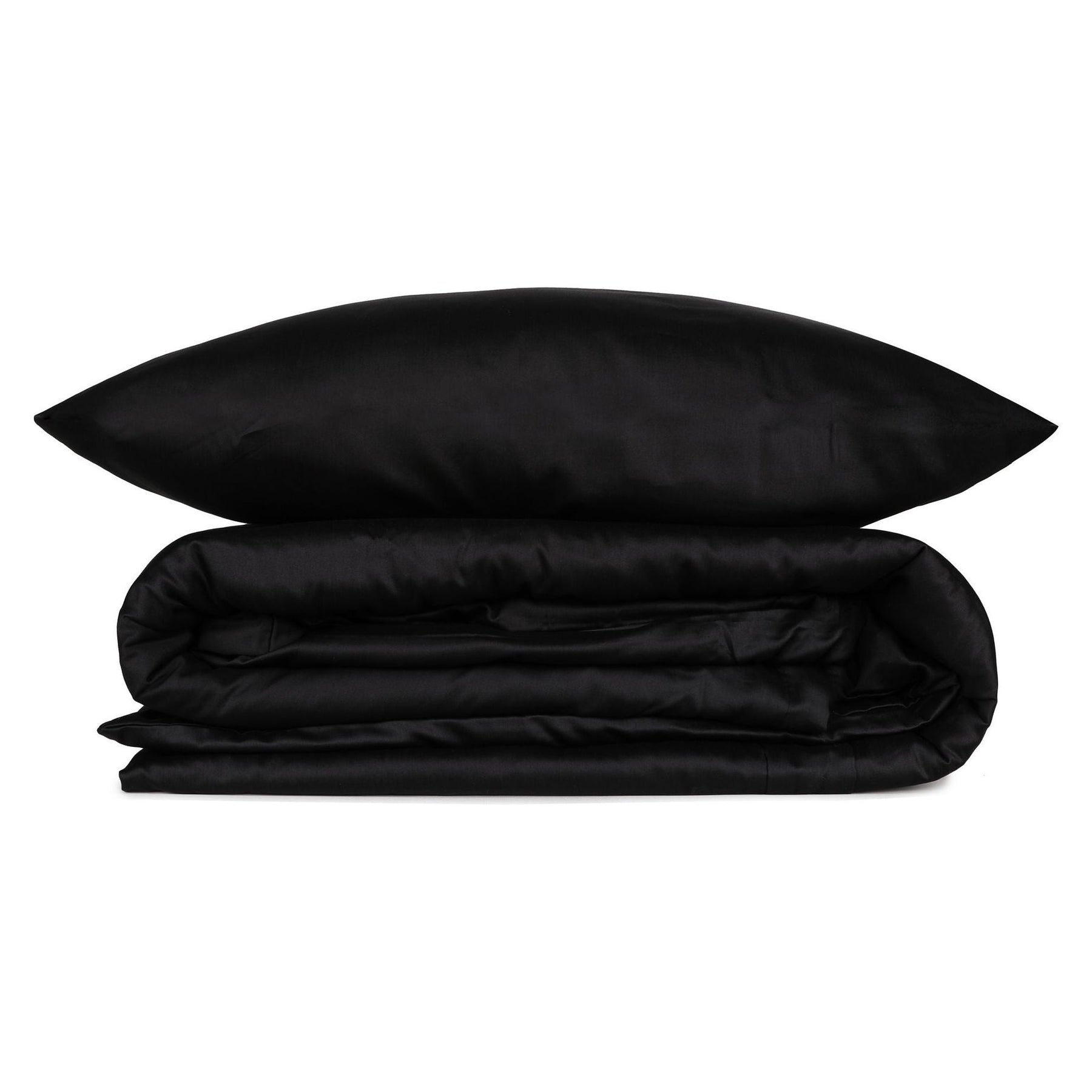 Set lenjerie pat dublu Elegant, bumbac satinat premium 100%, negru, 200 x 220 cm + 2 fete de perna