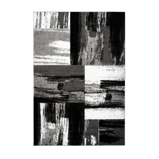 Covor SWING 100, 160x230 cm, forma dreptunghiulara, 100% polipropilena Heatset Frisee, gri/negru