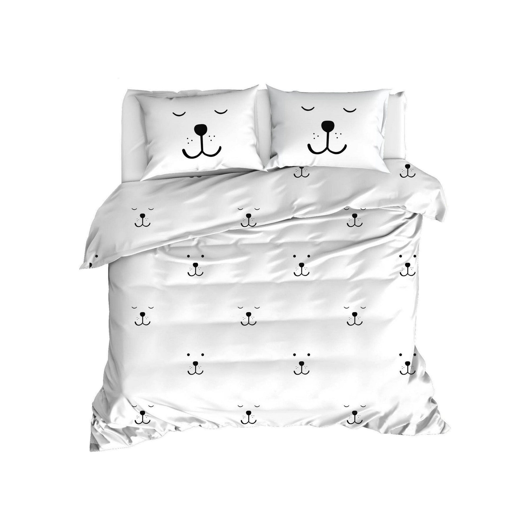 Set lenjerie pat dublu Eles, bumbac ranforce, alb, 200 x 220 cm + 2 fete de perna