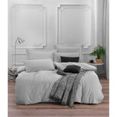 Set 3 piese lenjerie de pat Fresh, gri deschis, bumbac
