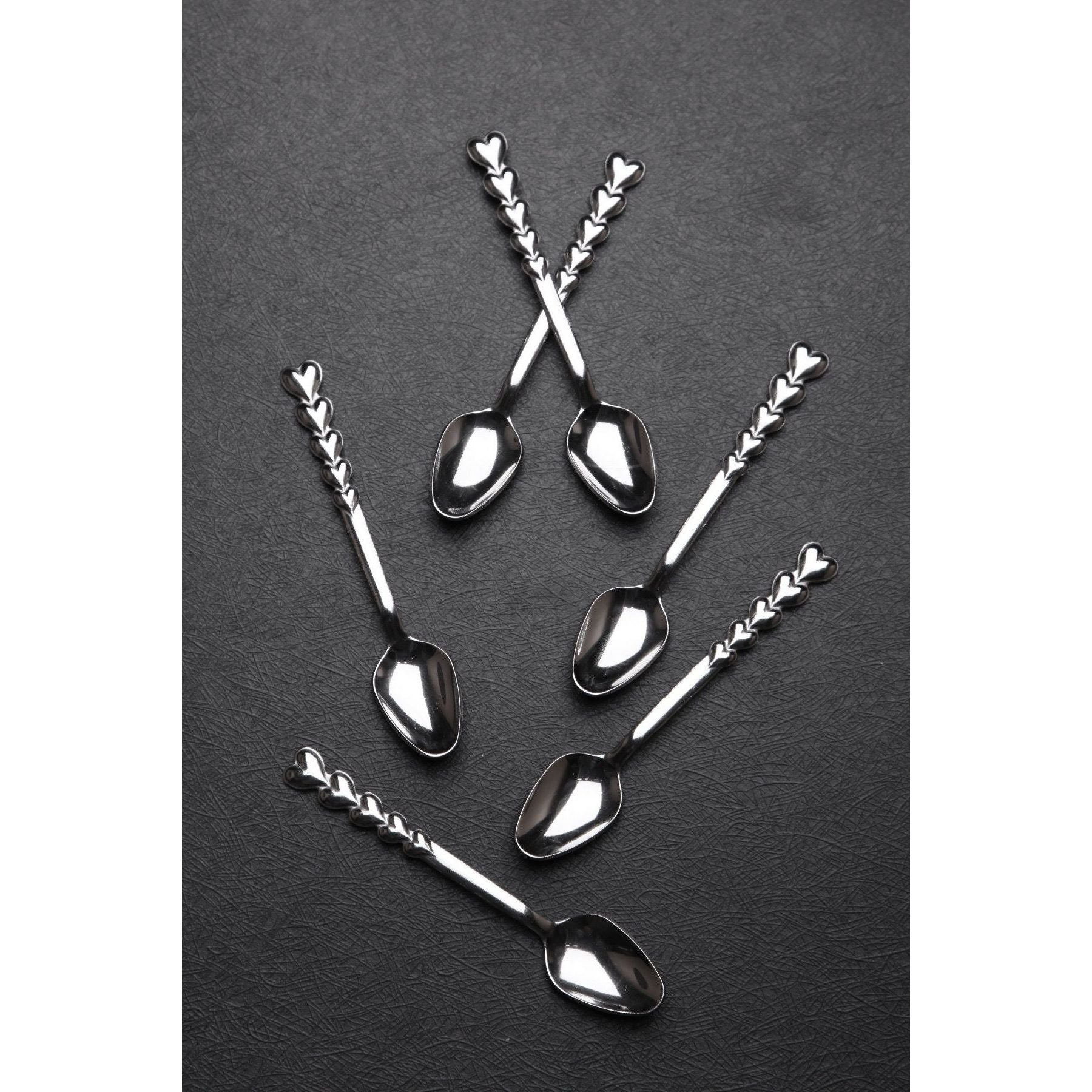 Set 6 linguri W-6 - Heart, model inima, otel 100%, 11 cm
