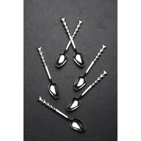 Set 6 linguri W-6 - Heart, model inima, otel 100%, 11 cm