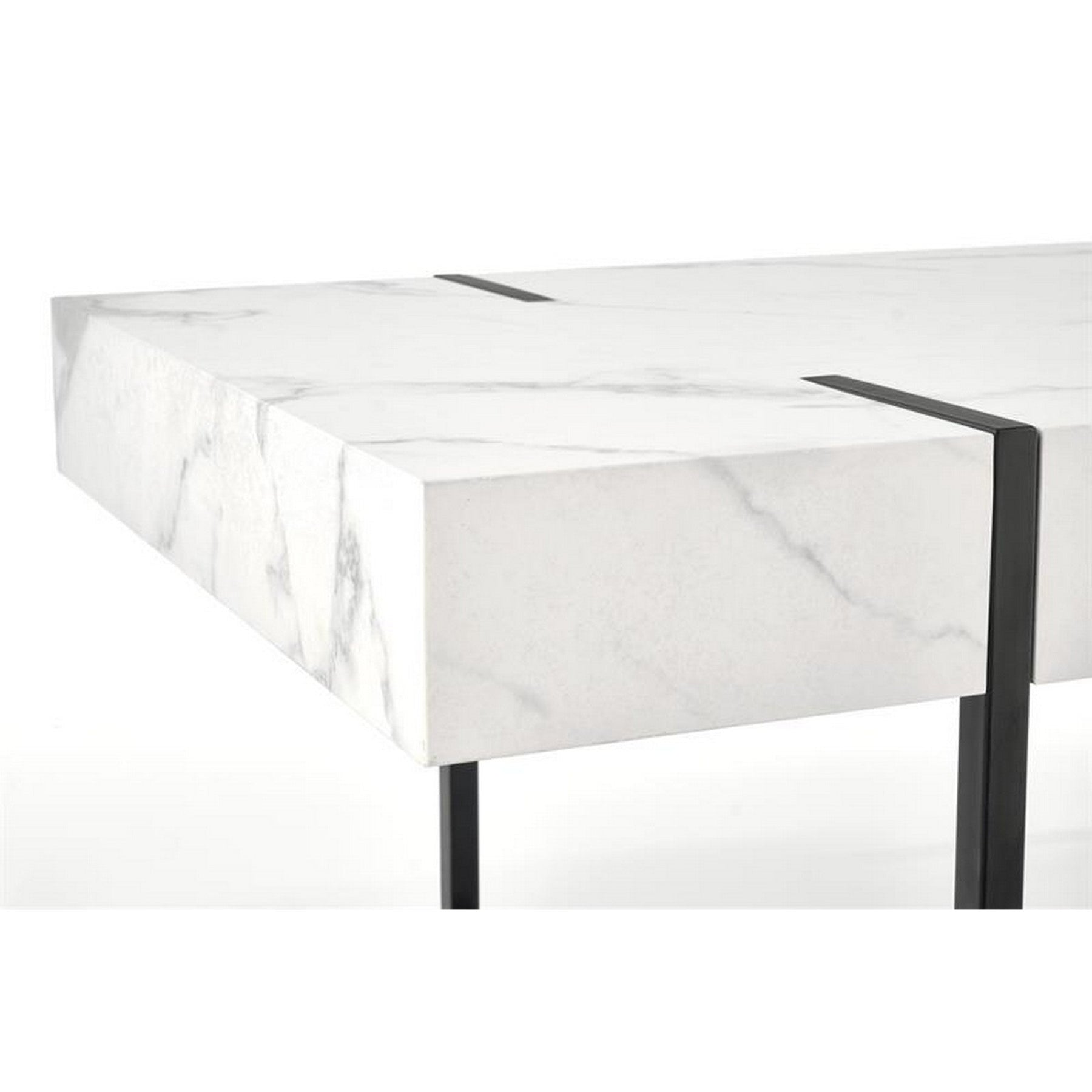 Masuta cafea Blanca, marmura alba/negru, 110x60x43 cm