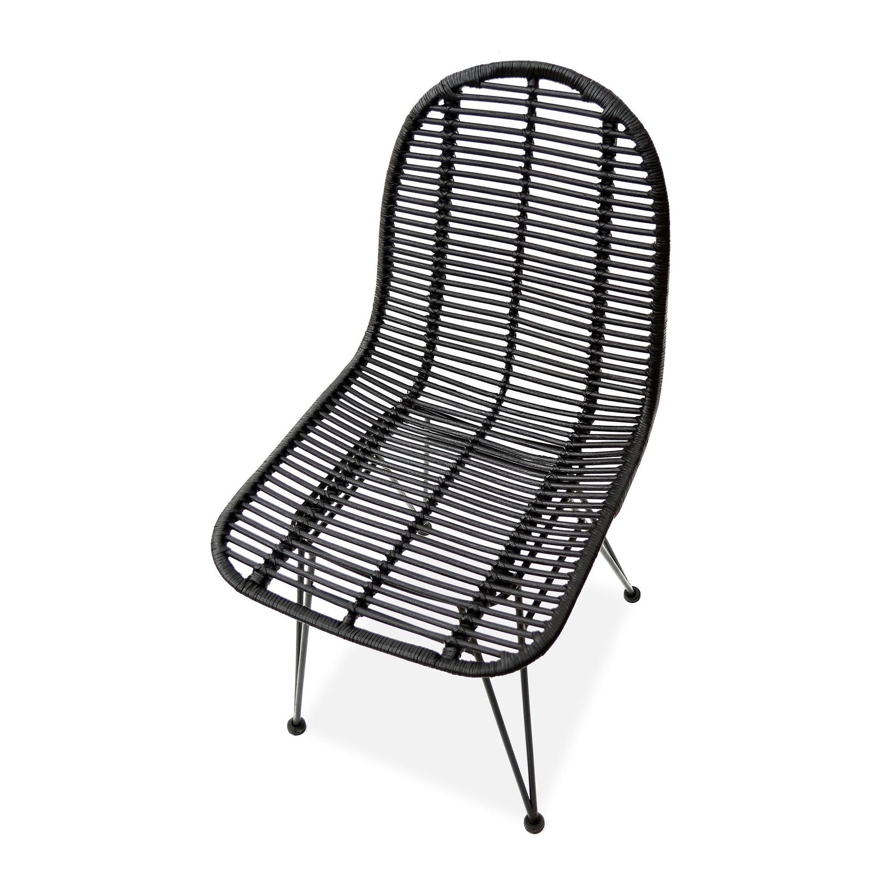 Scaun din ratan natural K337, negru, 44X55X90 cm