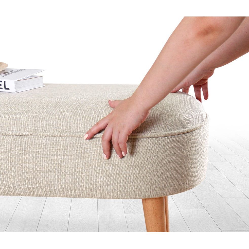 Bancheta Lednok, crem, material textil, 100x40x47 cm