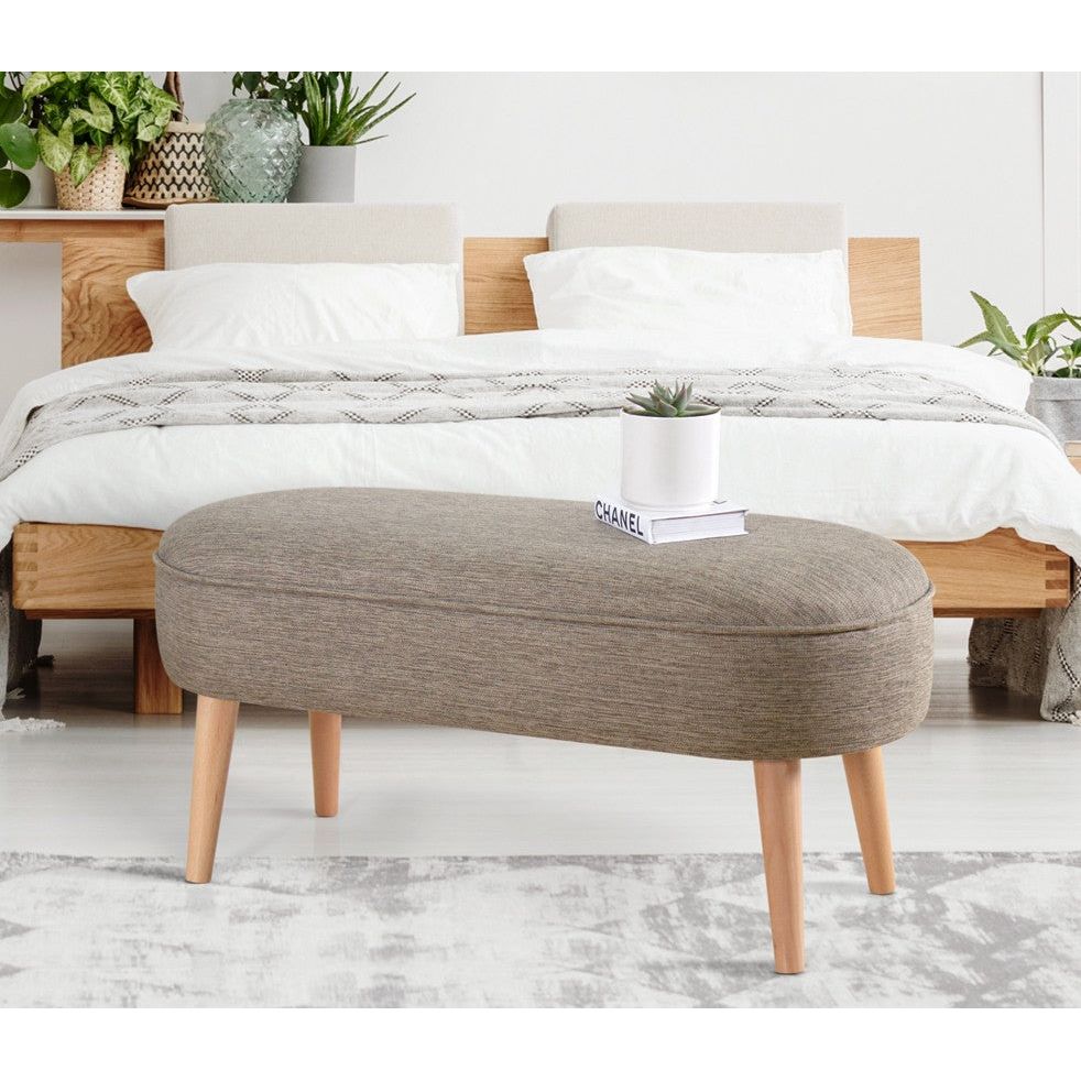 Bancheta Lednok, gri deschis, material textil, 100x40x47 cm