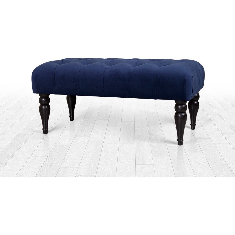 Bancheta Missus, albastru, bumbac/stofa catifelata, 92x48x43 cm