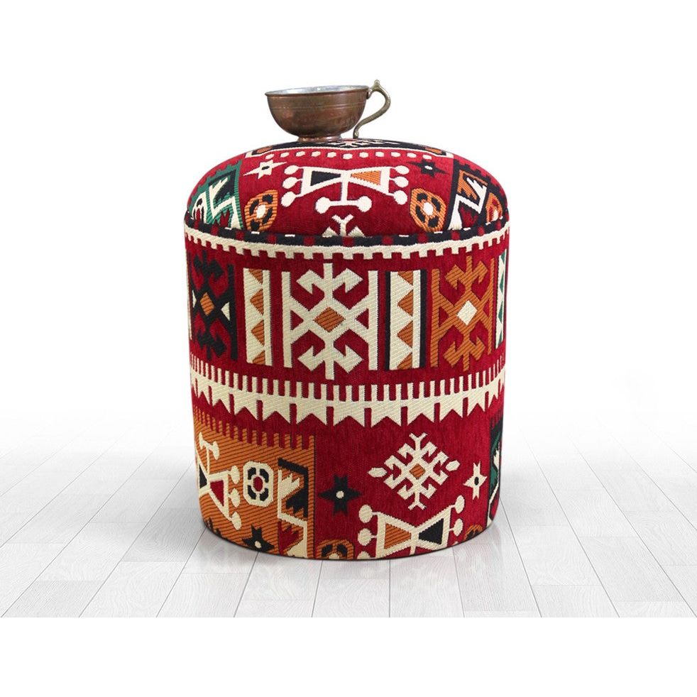 Taburet Bozok v2, multicolor, bumbac/material textil, 40x46 cm