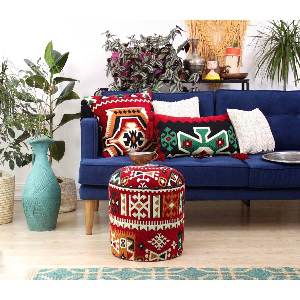 Taburet Bozok v2, multicolor, bumbac/material textil, 40x46 cm