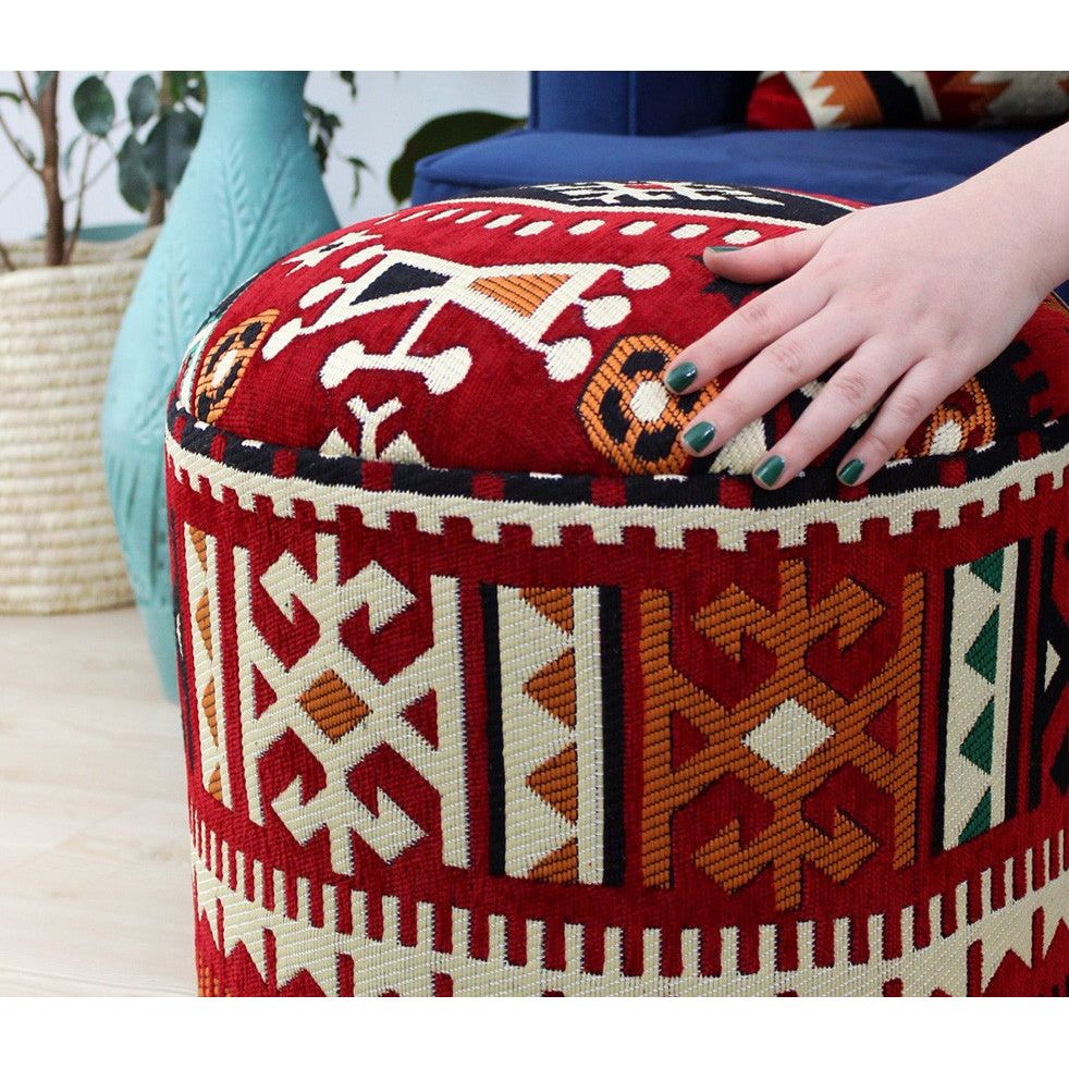Taburet Bozok v2, multicolor, bumbac/material textil, 40x46 cm