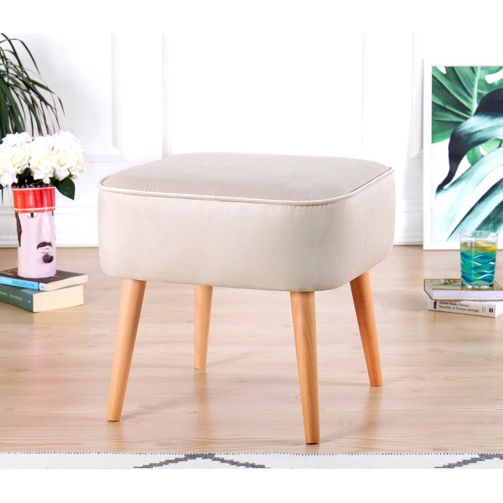 Taburet Moouv 7083 alb, catifea, 45x45x43 cm