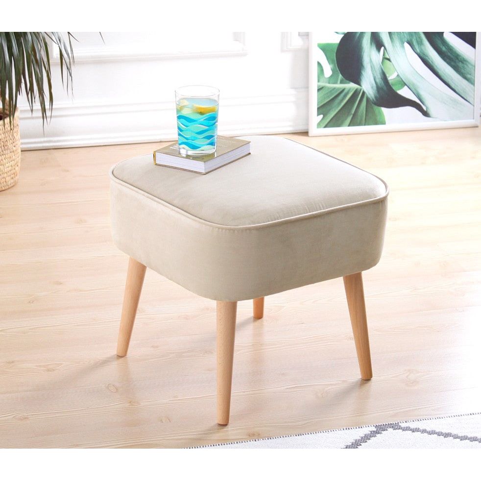 Taburet Moouv 7083 alb, catifea, 45x45x43 cm