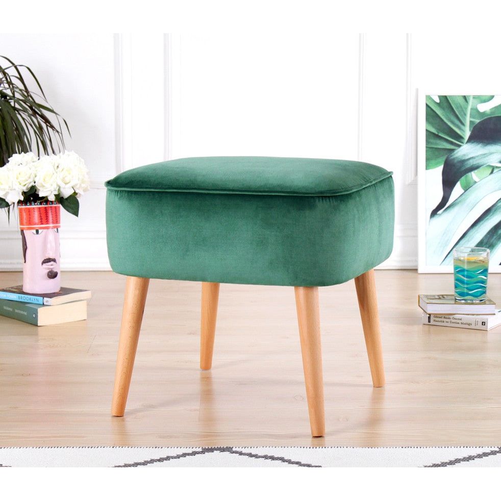 Taburet Moouv 7086, verde, catifea, 45x45x43 cm