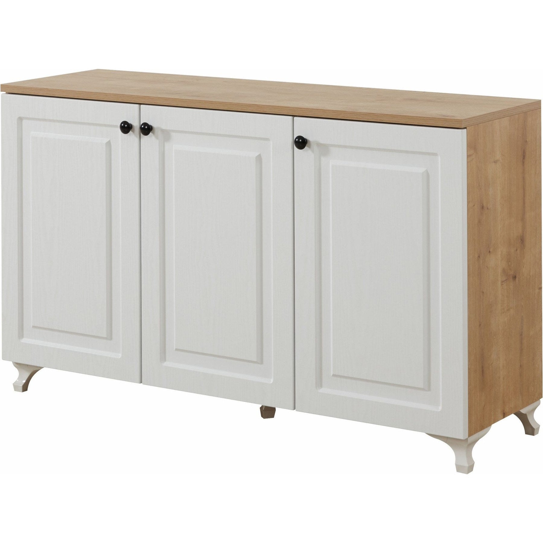 Comoda Tuvalle 011, alb/stejar, PAL, 120x37x72 cm
