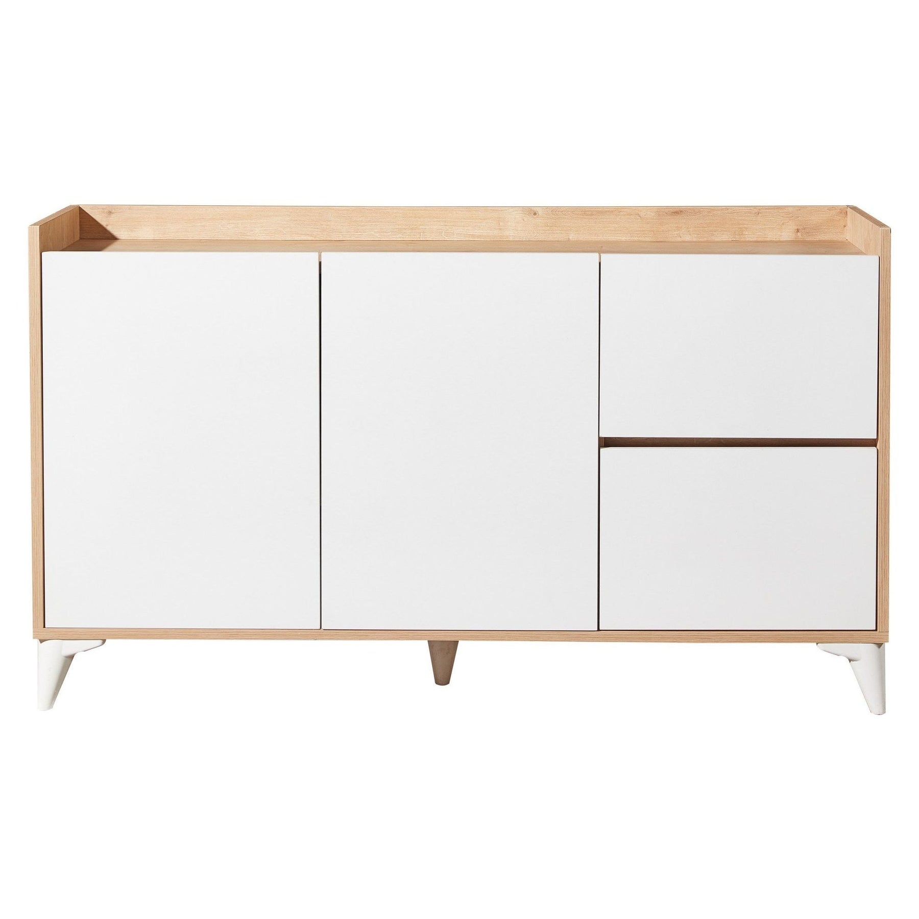 Comoda Tuvalle 032, alb/stejar, PAL, 140x40x78 cm