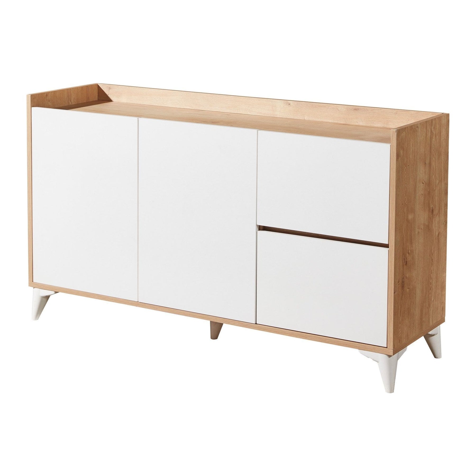 Comoda Tuvalle 032, alb/stejar, PAL, 140x40x78 cm