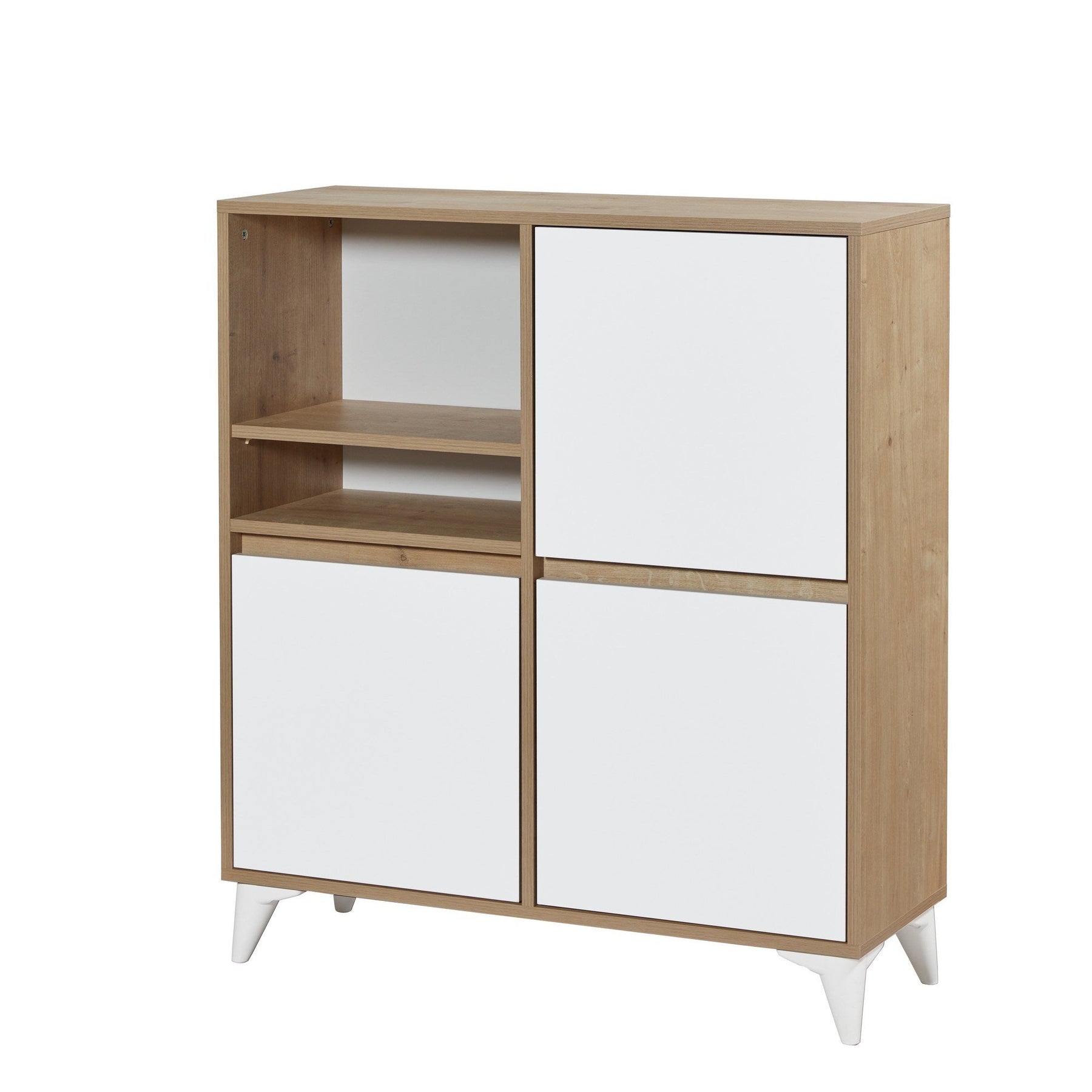 Comoda Tuvalle 042, stejar/alb, PAL melaminat, 97x35x109 cm