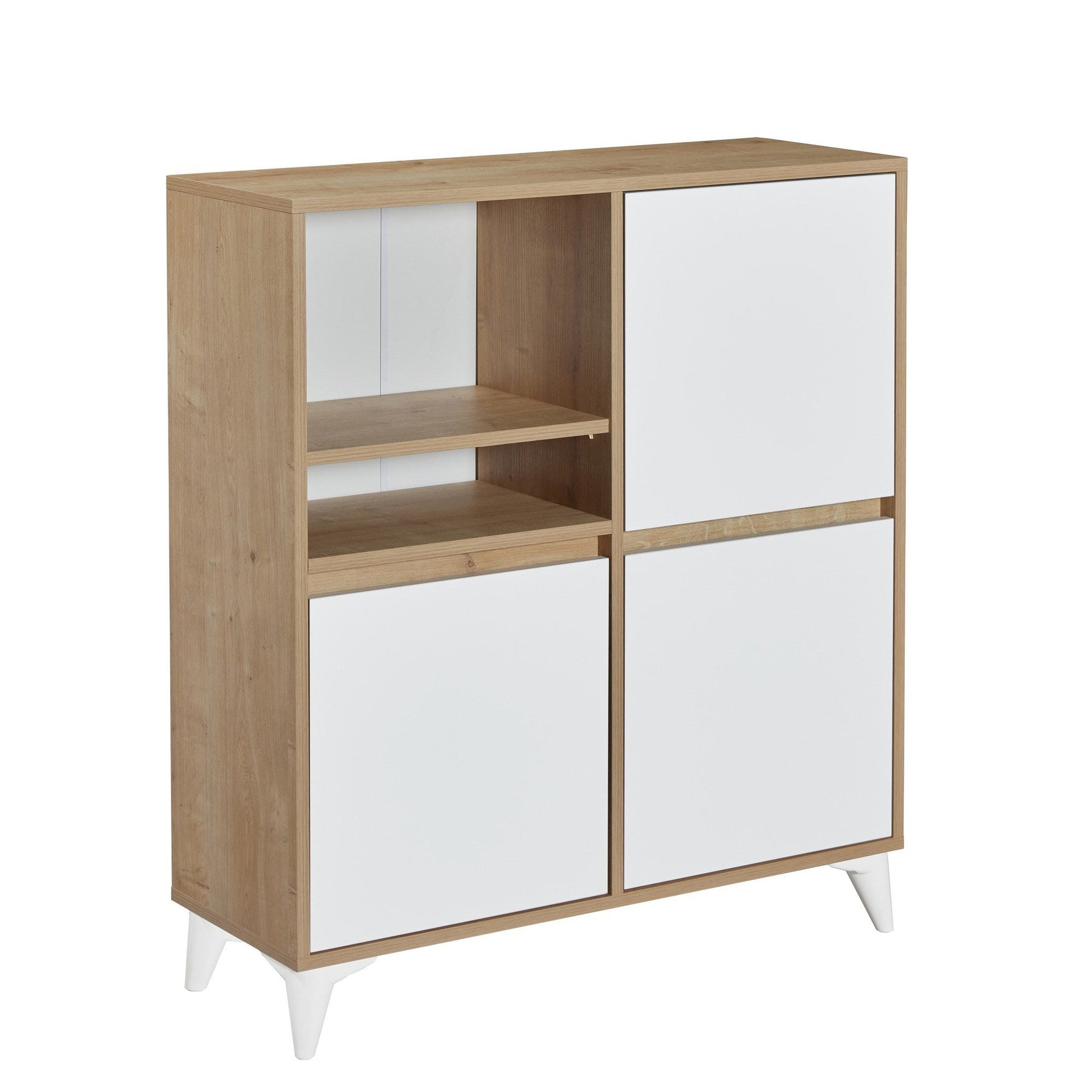 Comoda Tuvalle 042, stejar/alb, PAL melaminat, 97x35x109 cm