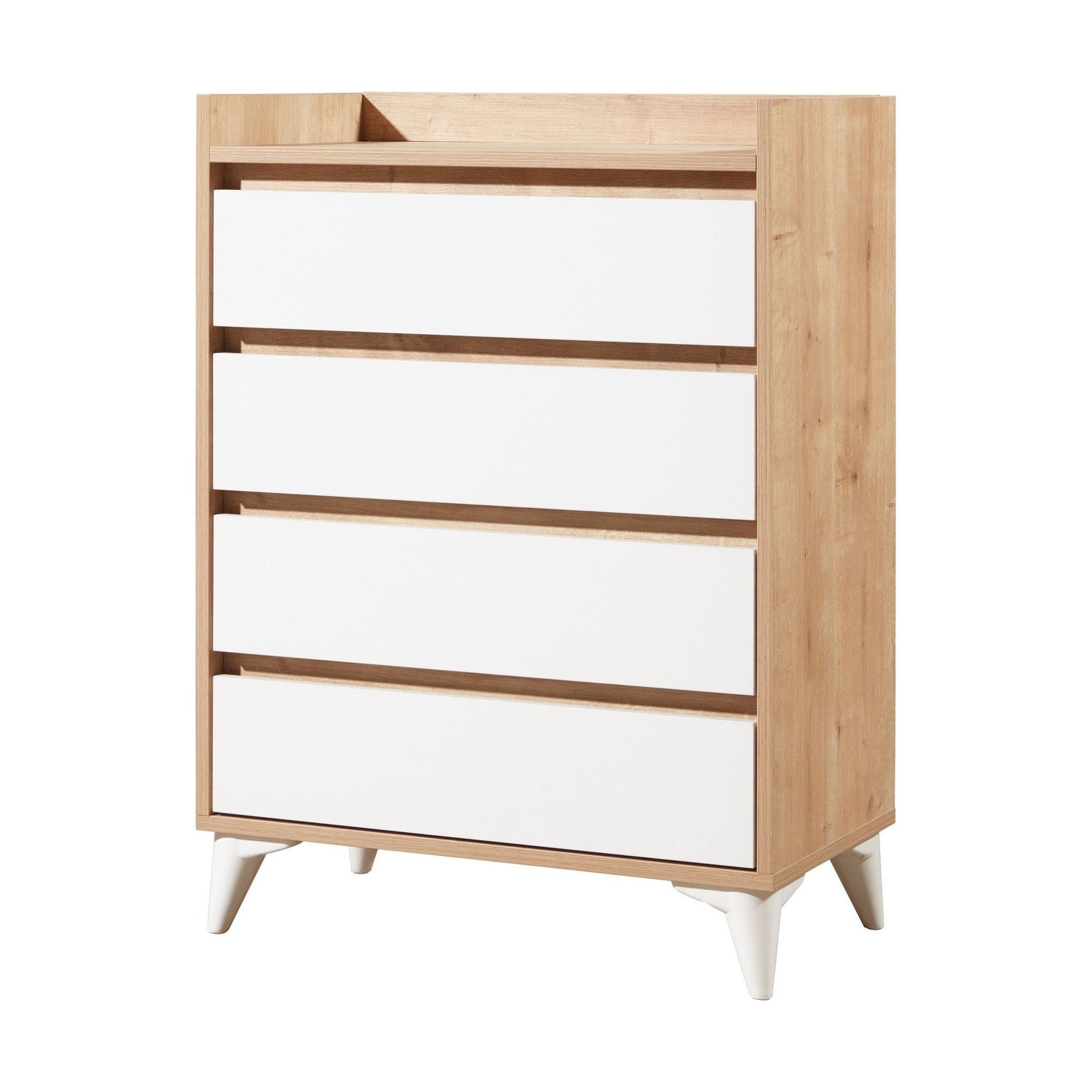 Comoda Tuvalle 040, stejar/alb, PAL melaminat, 70x40x92 cm