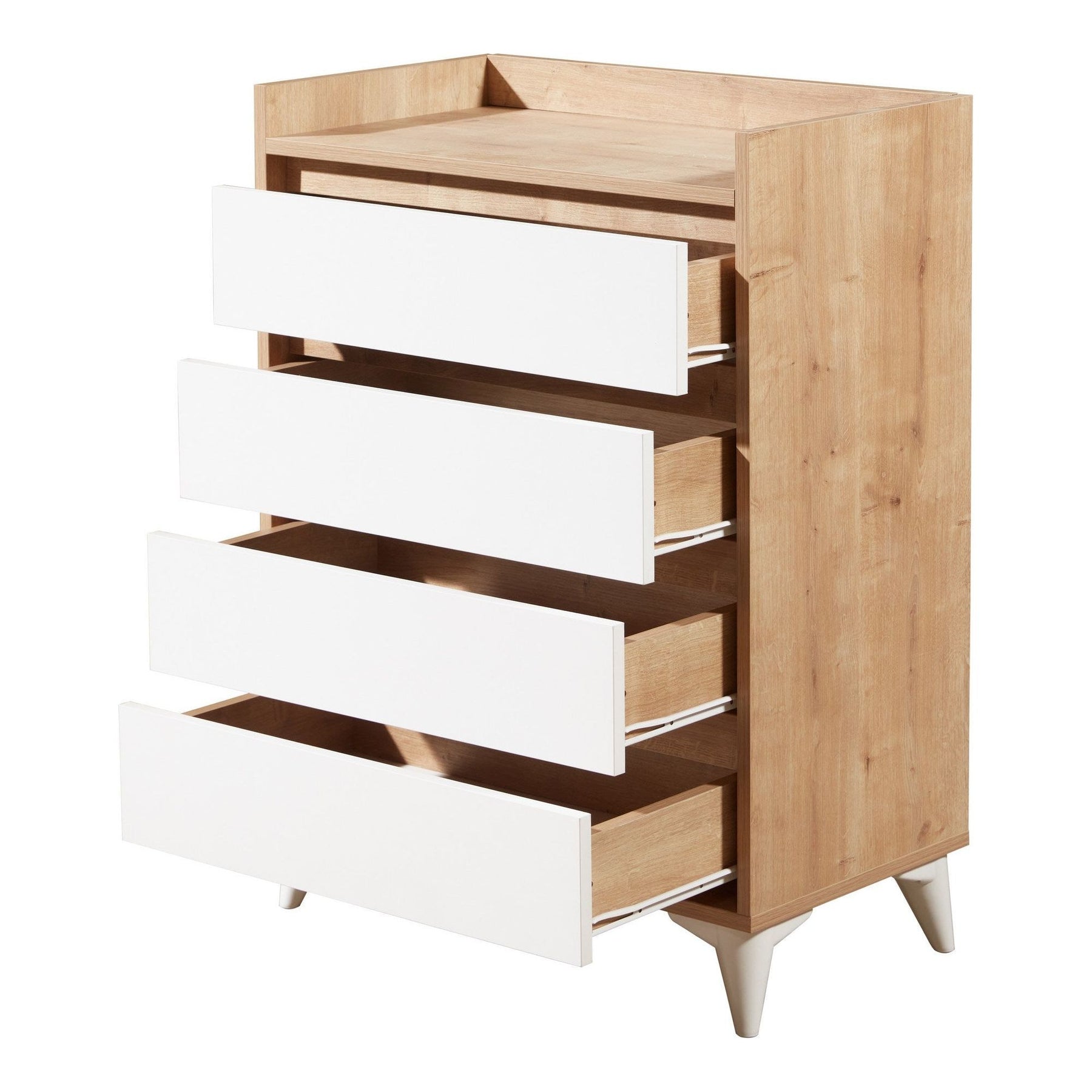 Comoda Tuvalle 040, stejar/alb, PAL melaminat, 70x40x92 cm