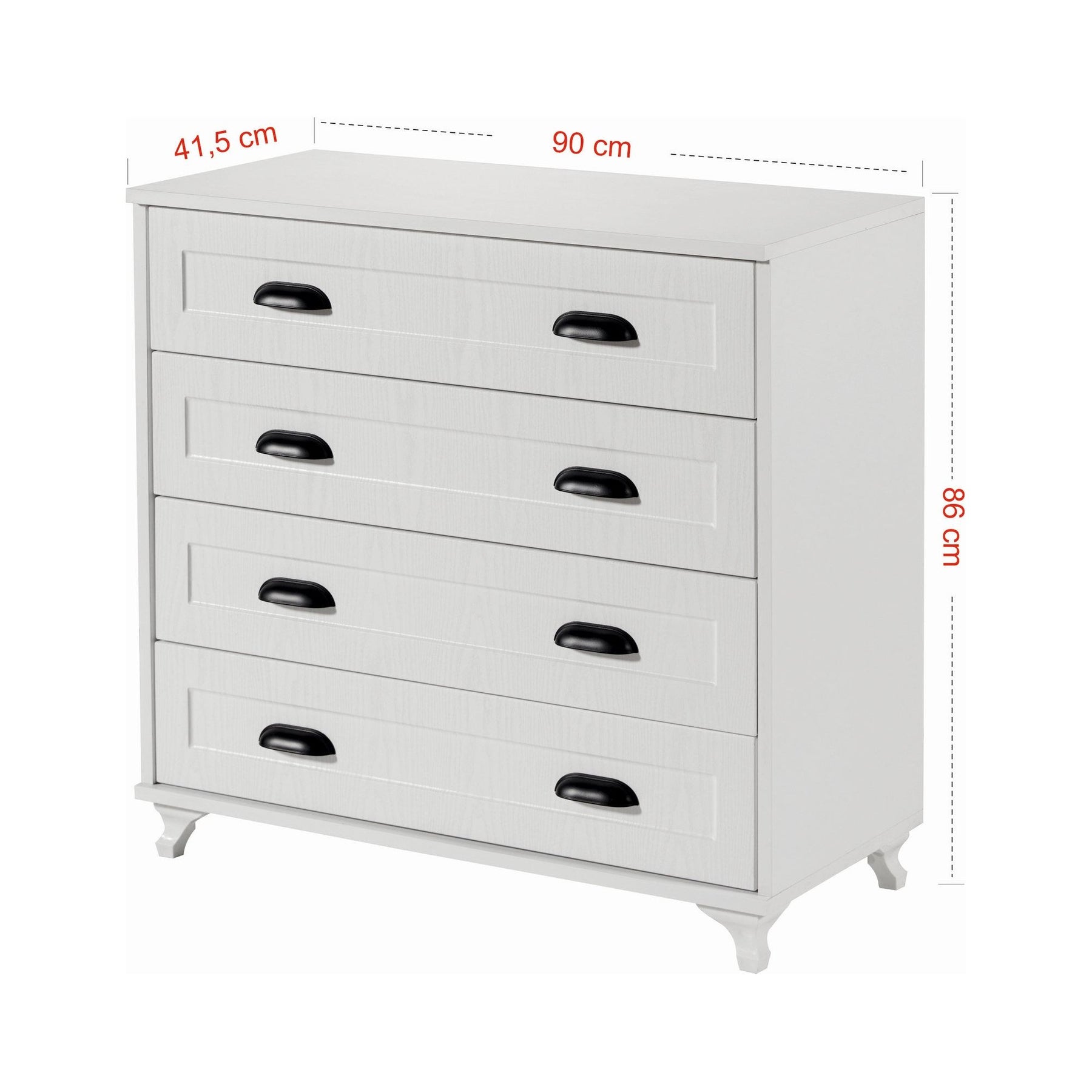 Comoda Tuvalle 046, alb, PAL, 90x41.5x86 cm