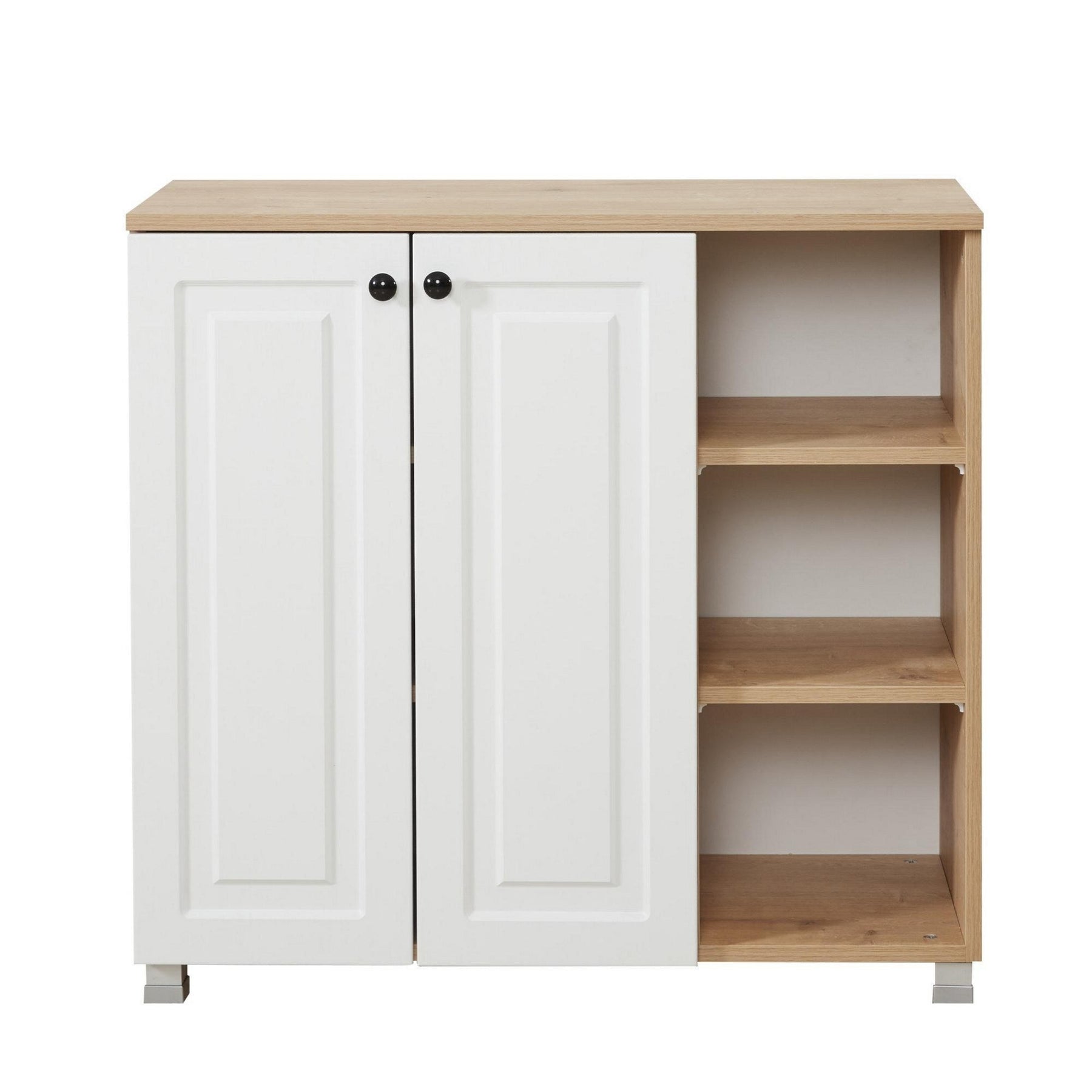 Comoda Tuvalle 018, alb/stejar, PAL, 90x37x85 cm