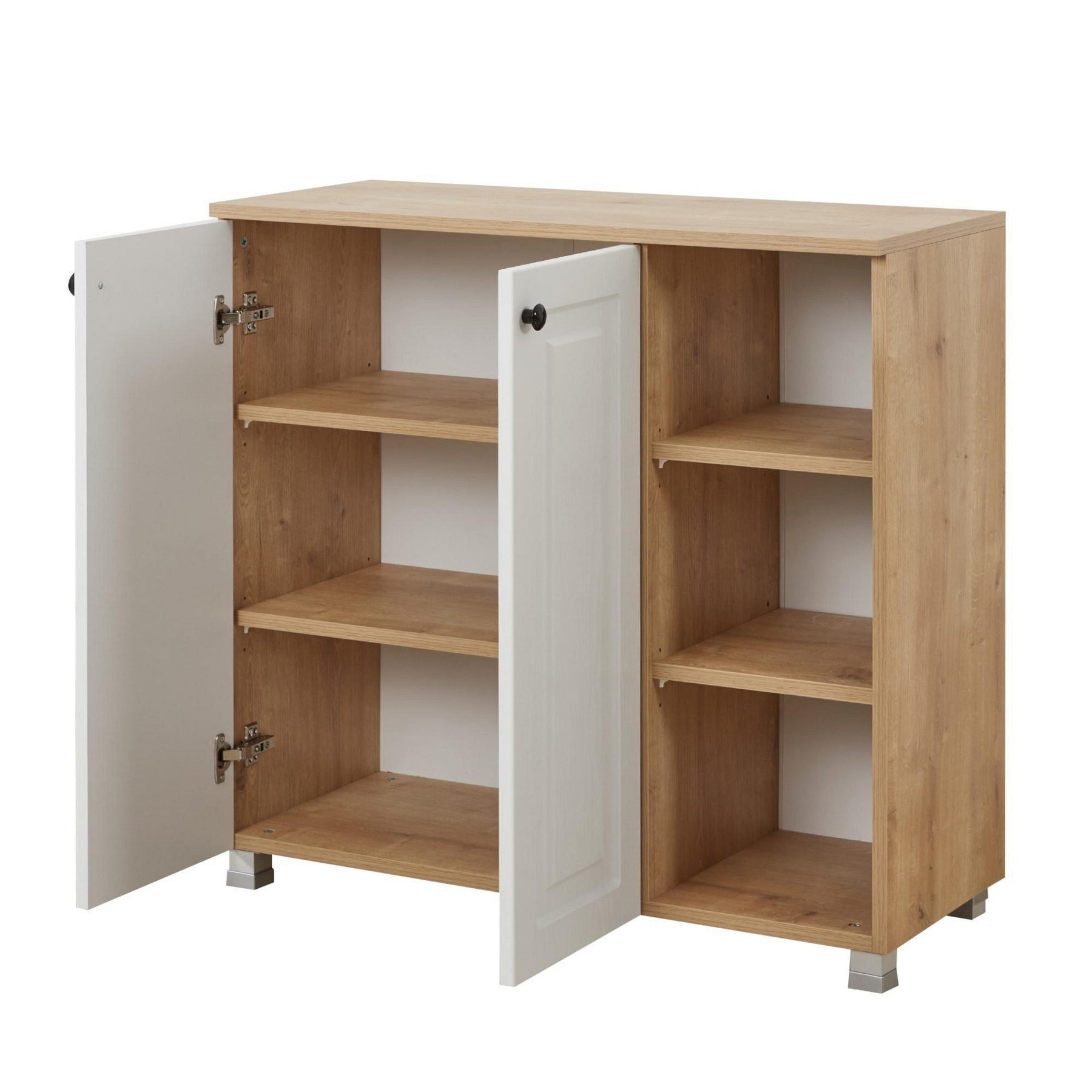 Comoda Tuvalle 018, alb/stejar, PAL, 90x37x85 cm