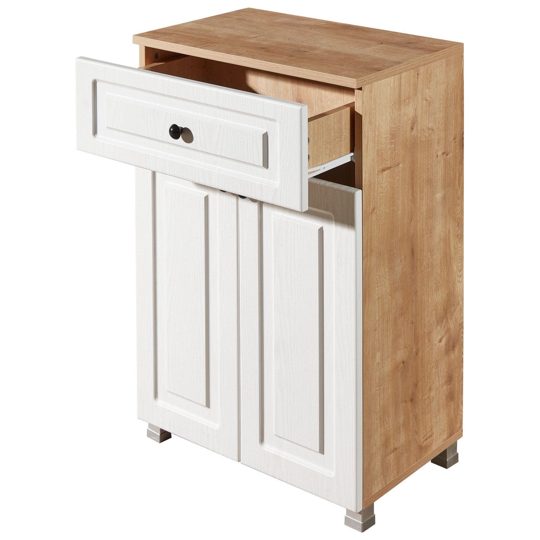 Comoda Tuvalle 034, alb/stejar, PAL melaminat, 60x39x89.5 cm