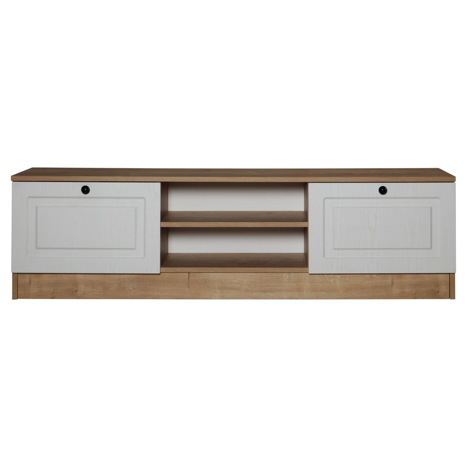Comoda TV Tuvalle 044, stejar/alb, PAL, 160x34x45 cm