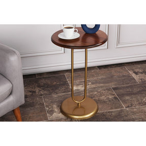 Masuta cafea 1031-2, auriu/stejar, metal/lemn, 40x40x60 cm