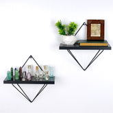 Set 2 rafturi WR059, negru, metal, 30x30x14 cm