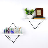 Set 2 rafturi WR060, alb/negru, metal, 30x30x14 cm