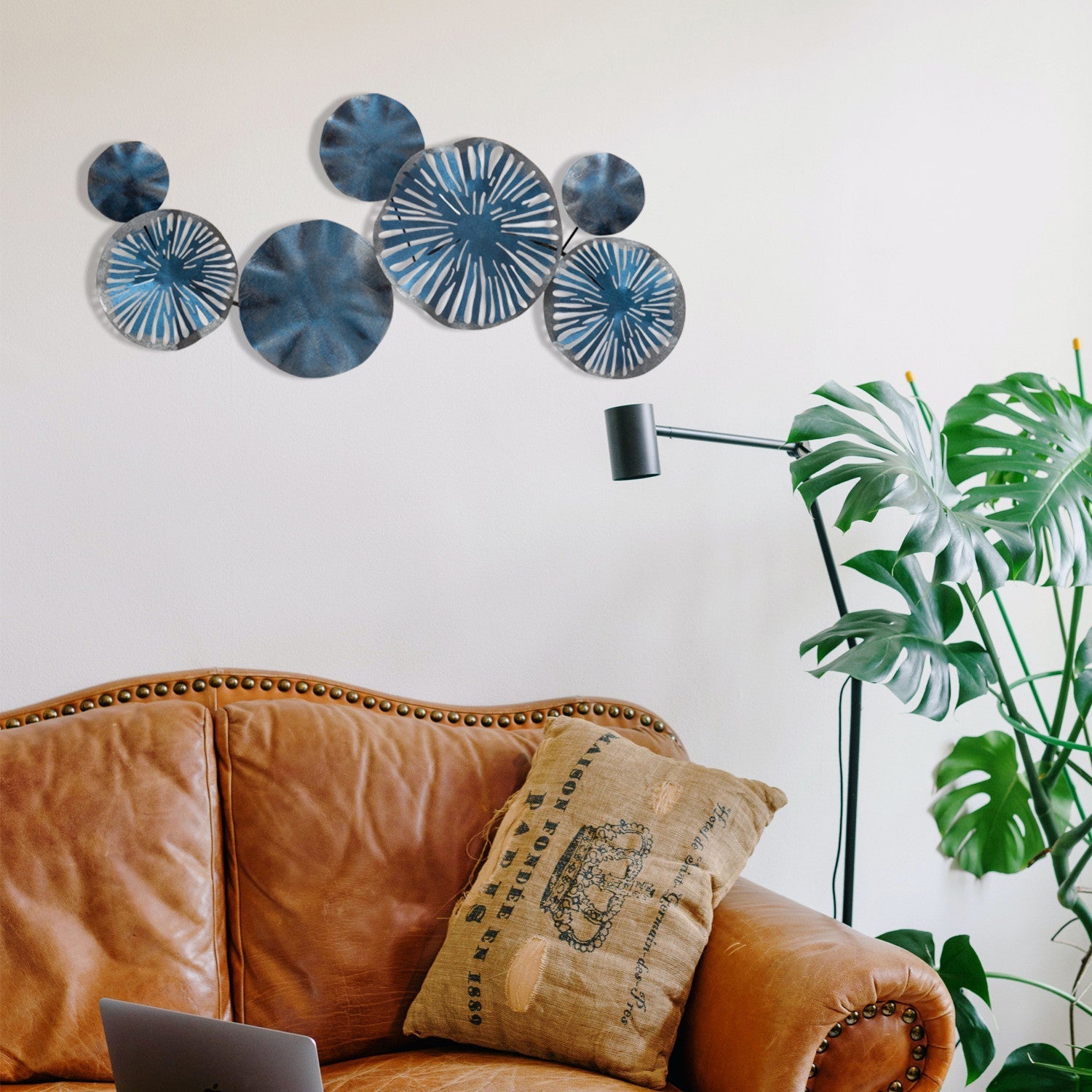 Decoratiuni de perete Astrid, metal, albastru, 79 x 35