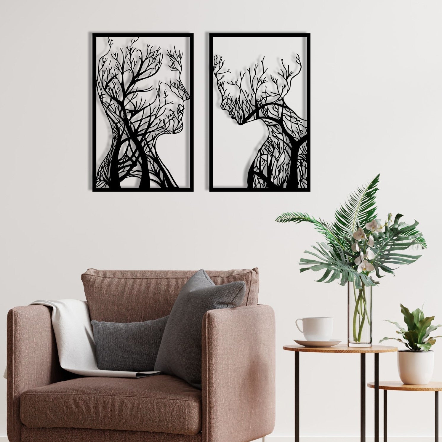 Tablou Lutuf, metal, negru, 35x86 cm