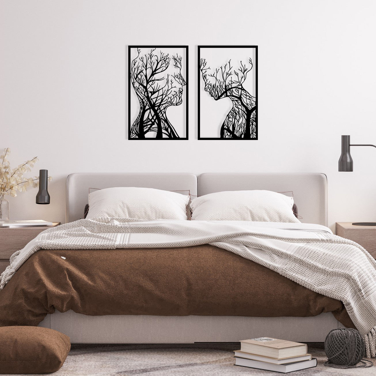 Tablou Lutuf, metal, negru, 35x86 cm